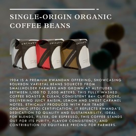 Single-Origin Organic Coffee Beans Gift Box, Light, Medium and Dark Roast Organic Whole Bean Coffee, 3 Pack Explorer, 9 oz each, 1904 Rwanda by Uncharted Coffee
