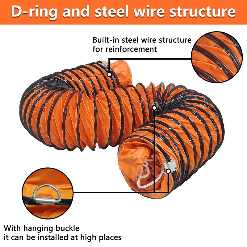 16FT Ducting Hose 16 Inch PVC Flexible Duct Hosing with