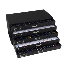 Novel Box 5 Drawer Jewelry Hobby Gem Organizer Display Case with Gem Jar Inserts - 2 white and 3 Black, 120