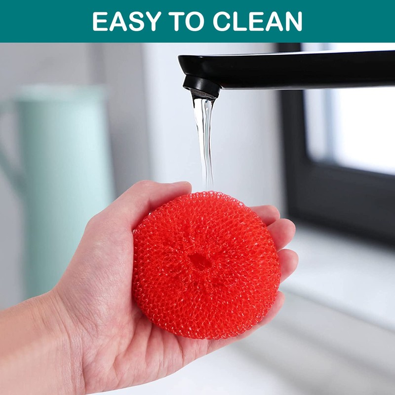 MKR Non-Scratch Round Plastic Scourers, Multi-Purpose Scouring Pads for Kitchen
