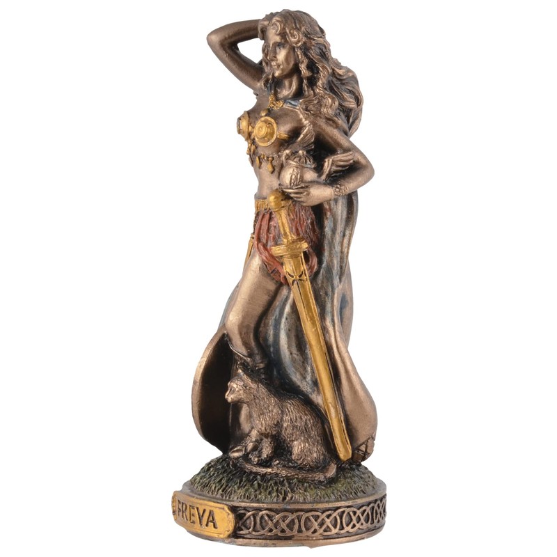 Veronese Miniature Figurine Germanic Goddess Freya Hand Painted Bronze Colour