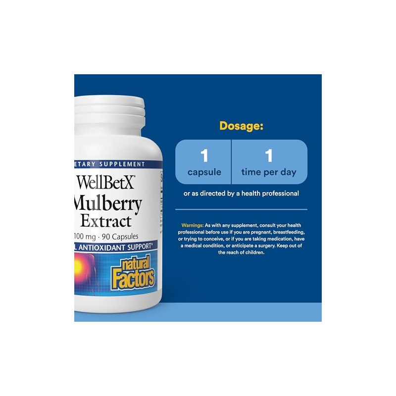 Natural Factors WellBetX Extracto de Morera – 100 mg, 90