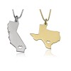 N/A CUSTOM STATE AND HEART NECKLACE: STERLING SILVER, 24K GOLD,