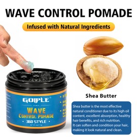 360 Wave Pomade Strong Hold, Sporting Waves Hair Cream for Men, Wave Greasy Wave Butter for Men Pocket Palm Brush Curved Wave Brush for Men Silky Durags for Men Extra Long Tails Wave Cap Set