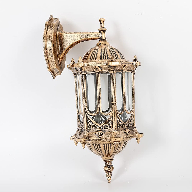 YIYIBYUS Outdoor Wall Lantern, Aluminum Glass Lantern Wall Sconce Light