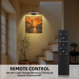 Picture Lights for Wall Battery Operated with Remote Timer, 16in Rechargeable Art Lighting for Paintings Wireless 3000K/4000K/6000K Dimmable Wall Lights for Picture Frame Gallery Dartboard, Black