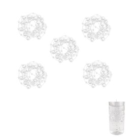 QIANCAIWANG 5 Pack Pearl String for Floating Candles Centerpiece, Artificial Pearl String for Table Decoration, Vase Fillers, Wedding, Party Décor (5, White)