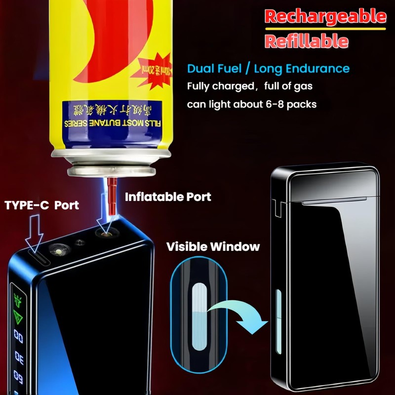 NINSI Torch Lighter, Butane Torch Soft Flame Plasma Dual Arc