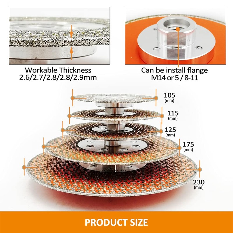 BGTEC 4.5''/115mm 2 in 1 Cutting and Grinding Diamond Blade