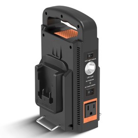 180W Power Inverter for Milwaukee M18 18V Battery, 2-Ports DC 18V to AC 110-120V Battery Inverter with Type-C Port, 1 USB Port, 1 DC 12V Port, LED Light for Camping Emergency(Tool Only)