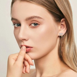 Stethoscope Earrings for Women - 925 Sterling Silver Nurse Earrings Graduation Gifts for Medical Student (Aug.-Olive Green)