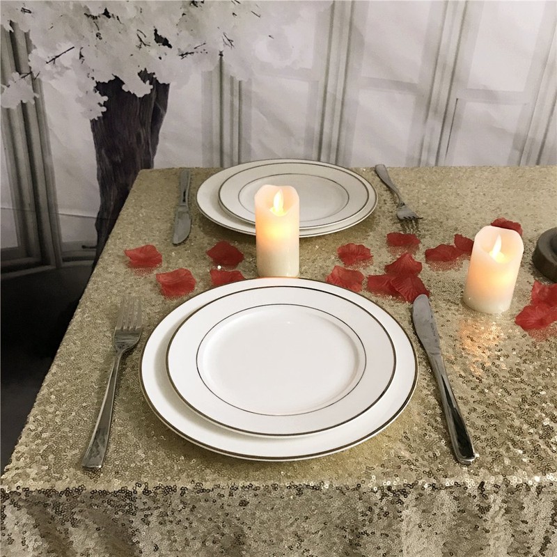 YZEO Light Gold Sequin Tablecloth 50 * 72" Wedding Party