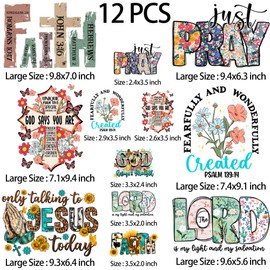 12 Sheets Iron On Decals for T-Shirts Ready to Press Vinyl Sticker Heat Transfers Patches for Clothing Jean Jackets Washable Decoration Applique DIY Crafts