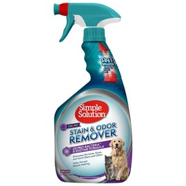 Simple Solution Stain and Odor Eliminator Spray for Dogs & Cats, Enzyme Cleaner With 2X Pro-Bacteria Cleaning Power, Strong Smell Remover for Carpets, Upholstery & Floors, Floral Fresh Scent, 32 oz