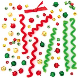 Baker Ross AX503 Christmas Wreath Jingle Bell Decoration Kits - Pack of 5, Kids Wreath Ring to Design and Decorate, Ideal Christmas Arts and Crafts Projects