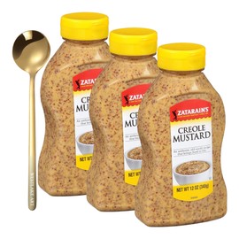 Creole Mustard, 0.81 Pounds 12 Oz Jar, Bundled With Golden Ss Spoon, Bold New Orleans Flavor, Tangy & Versatile Mustard Condiment For Sandwiches & Marinades~ [Pack Of 3]