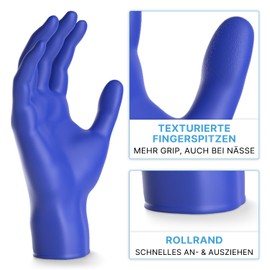 ARNOMED Disposable Gloves, Dark Blue, Pack of 100, Nitrile Gloves, L, Disposable Gloves, Powder-Free, Latex-Free Rubber Gloves, Available in S, M, L & XL