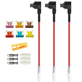 Aiqeer 3 Pieces 12V / 24V Low-Profile Add-a-Circuit Fuse Taps, Car Piggy Back Fuse Holder with Wire Harness, Free 6 Pieces Micro Blade Fuses and Fuse Puller (Butt Terminal)