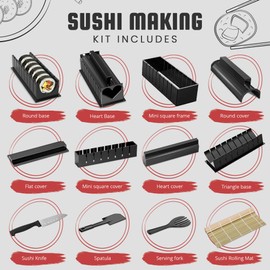 Feng Shui Gift Shop Sushi Making Kit Sushi Maker 12 Pcs Plastic Premium Set Sushi Tool Set Sushi Rice Roll Mold Shapes, DIY Sushi Roller Tool for Home Beginners