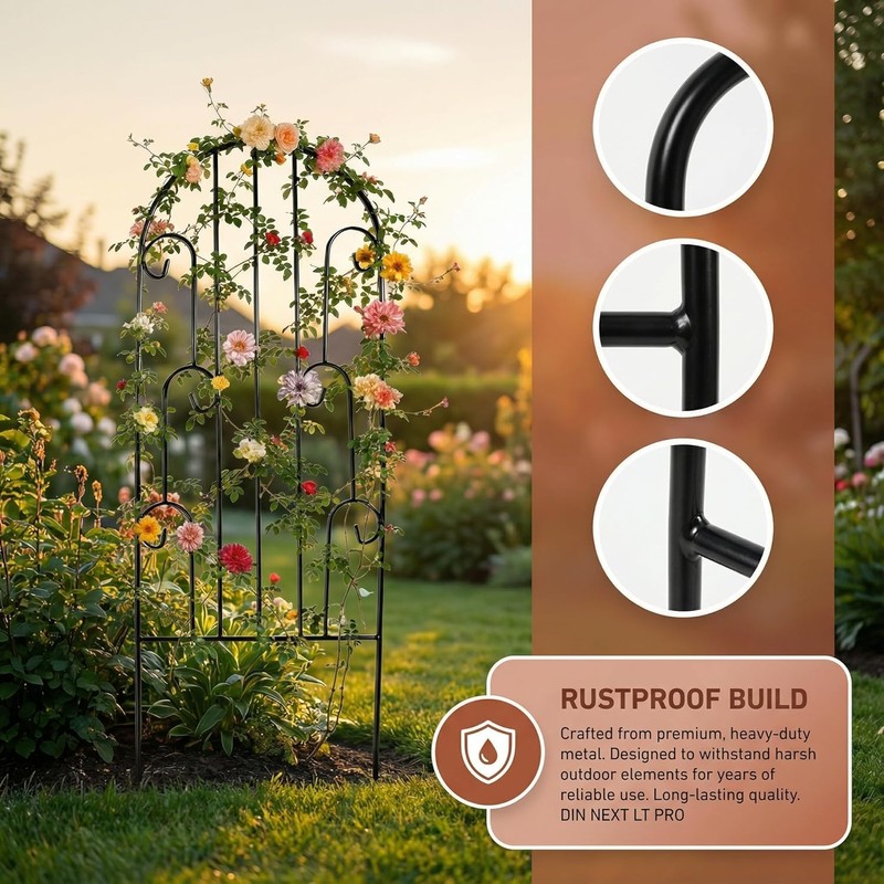 SCENDOR 2 Pack Arched Metal Garden Trellis for Climbing Plants
