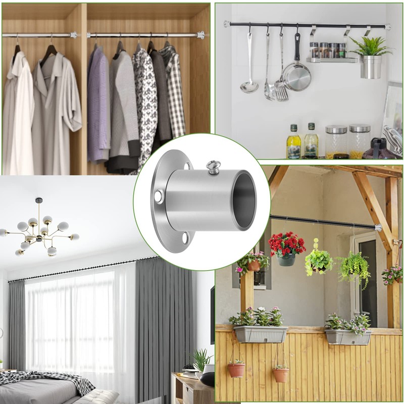 Closet Rod Flange Holder, Stainless Steel Closet Rod Bracket 3/4