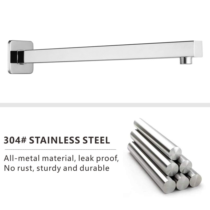 Voolan 20" Square Shower Arm with Flange and Teflon Tape,