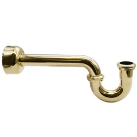 Westbrass CO400-8-01 1-1/2" Brass Bathroom Sink P-Trap with 8" Slip Joint Extension Tube, Polished Brass
