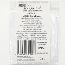 Doodylou Edible Wafer Christmas White Snowflakes, 2.5 cm, Pack of 48