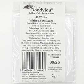 Doodylou Edible Wafer Christmas White Snowflakes, 2.5 cm, Pack of 48