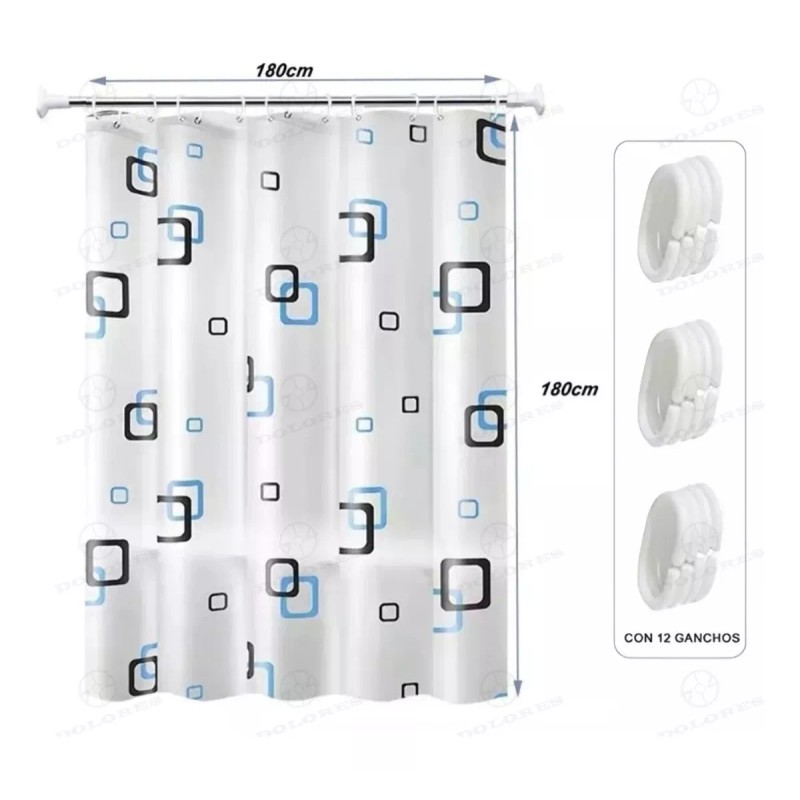 Gran compañía Cortina Baño Lavable Tela Impermeable Con Diseño+12 Ganchos