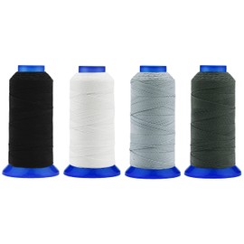 Selric [1480Yards] Pack of 4 Tex 270 Polyester Thread for sewing 370Yards #277 T270 840D UV Resistant High Strength Upholstery thread [Black+White+Siver+Dark Grey]