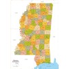 Mississippi ZIP Code Map with Counties - Standard - 36"