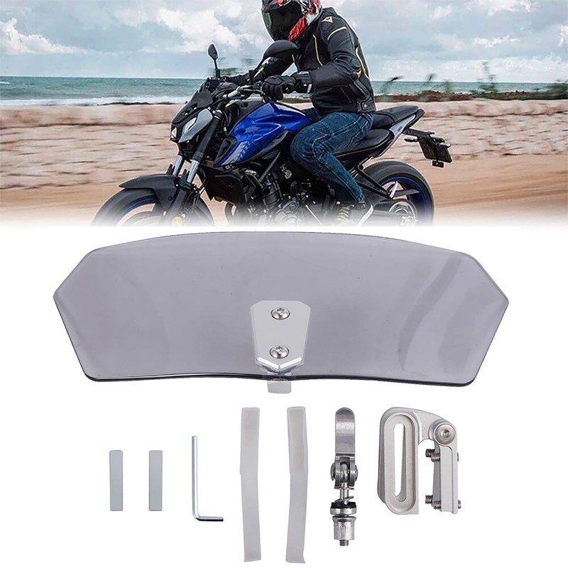 Bohaner Motorcycle Windscreen Smoke Wind Deflector Clip-on Wind Shield Attachment