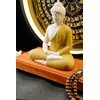 Houlu Yellow Buddha Statue and Circle LED Table Lamp, Ceramic