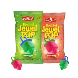 Dee Best Dreidel Jewel Pop Ring Shape Hanukkah Candy 18 Count Individually Wrapped Kosher