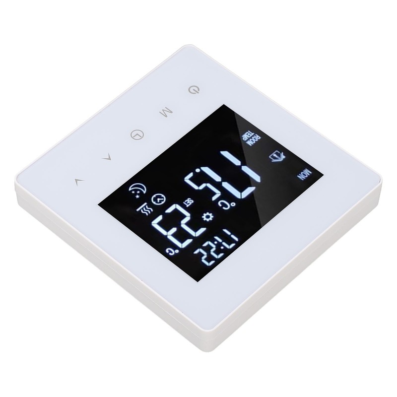 White Intelligent Thermostat Touch Screen 16A LCD Display Smart Temperature