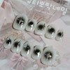Black Cheek Twinkle Handmade Nail Tips - Stiletto L /
