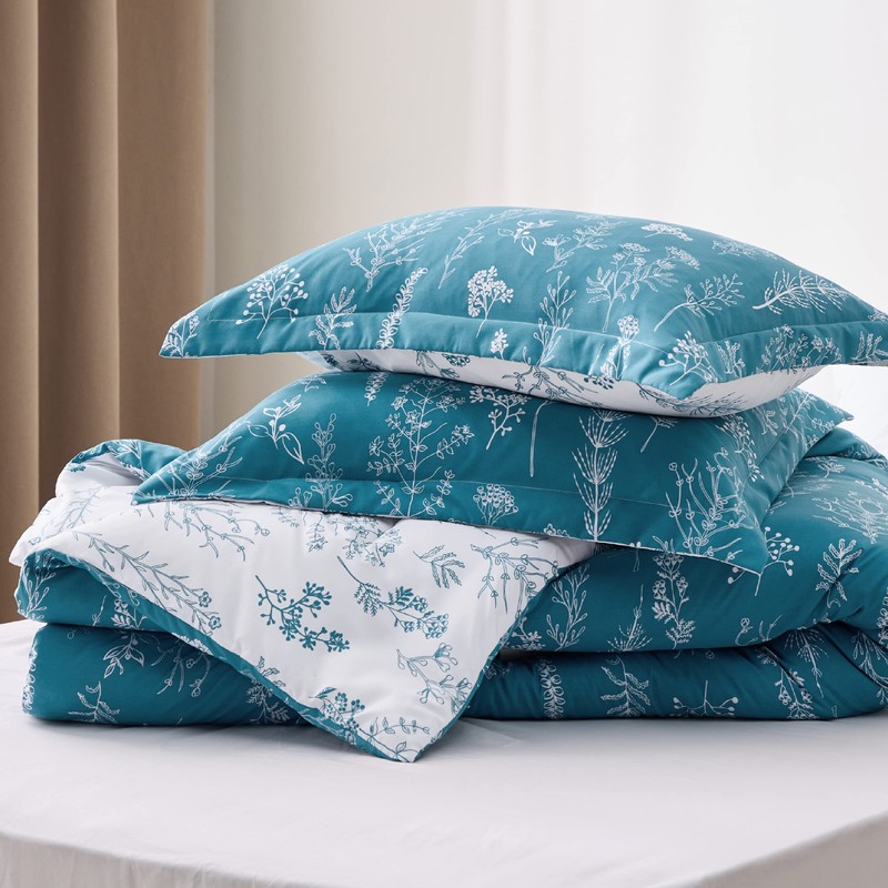 Bedsure Full Comforter Set - Teal Blue Bed Set, 3