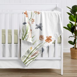 Sweet Jojo Designs Boho Floral Garden Flower Girl Soft Baby Blanket Receiving Security Stroller Swaddle Toddler Newborn Infant Kids Travel Warm Minky Green Watercolor Bohemian Floral Vintage Shabby