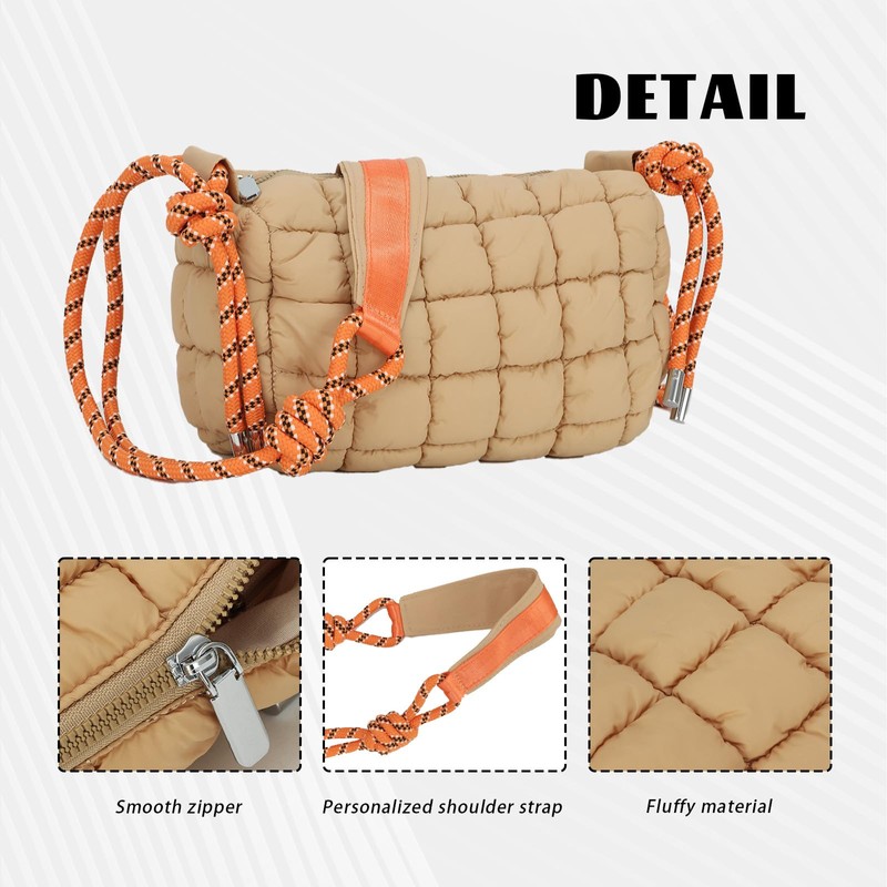 Fecialy Quilted Puffer Bag for Women Quilted Shoulder Bag Lightweight