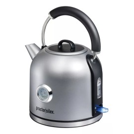 Proctor Silex Hervidor Electrico Retro Proctor Silex 1.7 Reloj Temperatura Color Plateado