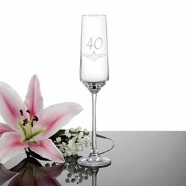 Brilant Poem Champagne Flutes Crystal & Sparkling Champagne Flutes: 40th Birthday Gift, Minimalist Glass and Stylish Champagne Glasses