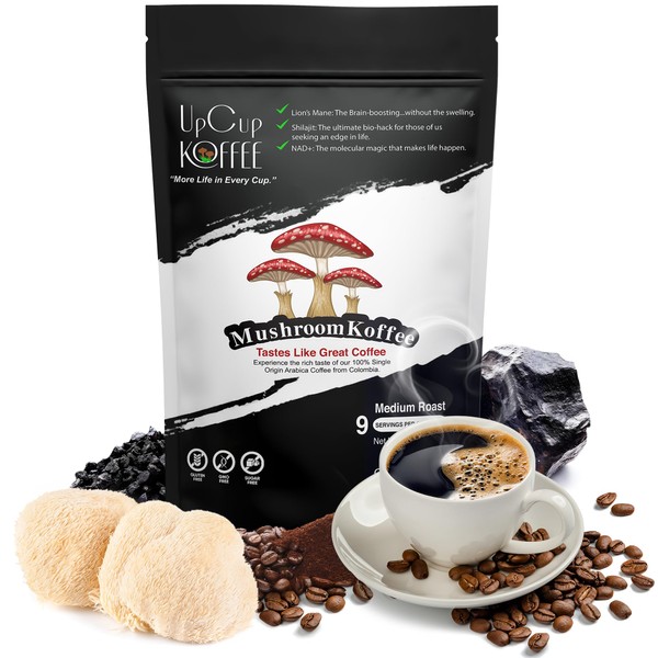 UpCup Koffee Functional Ground Mushroom Coffee - Includes Lions Mane,