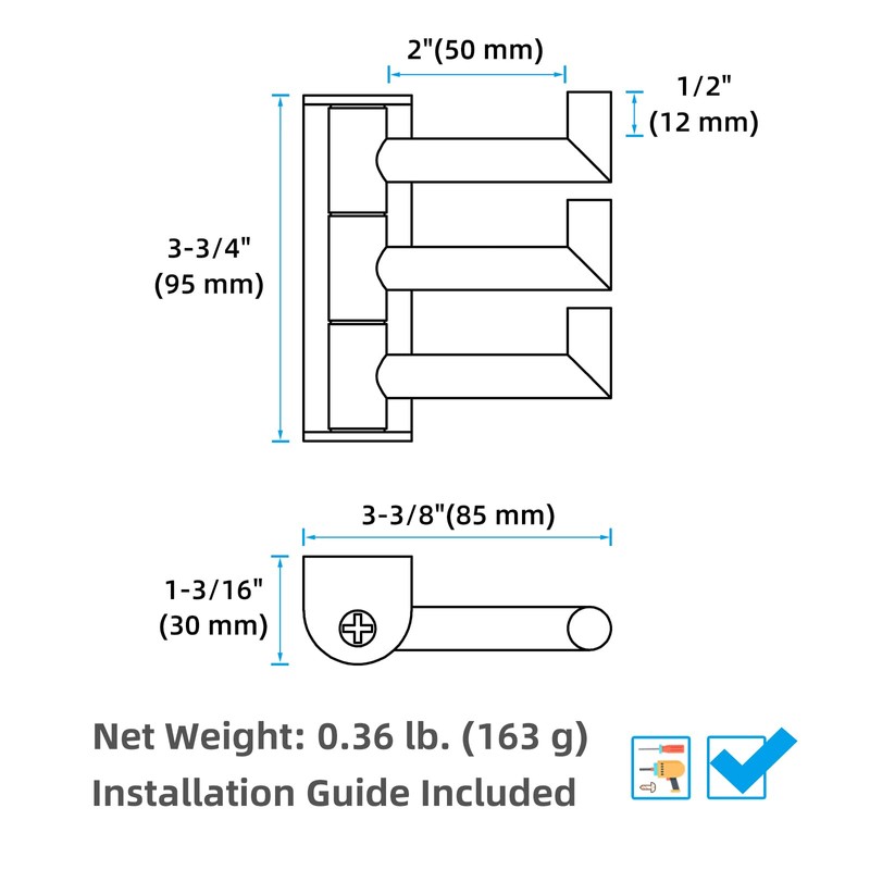 APLusee Swivel Towel Hook, 304 Stainless Steel Foldable Clothes Hook