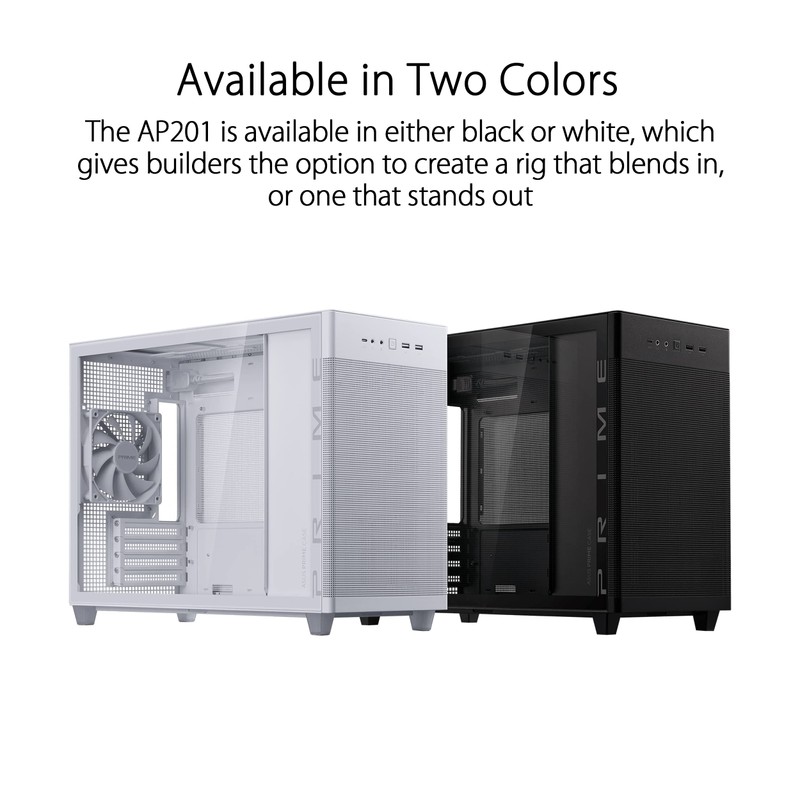 ASUS Prime AP201 White MicroATX Tempered Glass Edition Supports Graphics