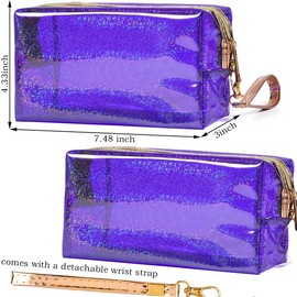 CAAORDKSO 4Pcs Cosmetic Bag Toiletry Bag Makeup Bag Set, Cute Cosmetic Bag for Women, Clear Makeup Bag Zipper Pouch Travel Toiletry Bag Portable Cosmetic Organizer Bag ﻿ (Red+Purple+Yellow+Blue)