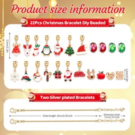 Advent Calendar 2024 Jewellery, Christmas Advent Festive Jewellery, DIY Metal Bracelets Kit, 24 Pieces Gold Bracelets and Charms, Suitable for Girls and Women, Christmas Gifts