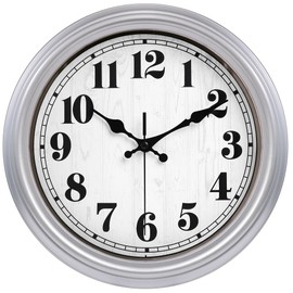 JENLYSTIME 12 Inch Retro Wall Clock Silent Non Ticking Battery Operated Movement Easy to Read Wall Clocks Decorate for Bedroom Living Room Kitchen Office(Silver)