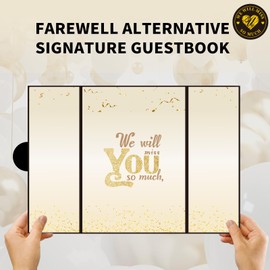 Viogtmca Farewell Guest Book Alternative Miss You Card Farewell Card Sign Farewe gifts For Coworkers Boss Black Gold Going Away Party Decorations Goodbye Good Luck Card