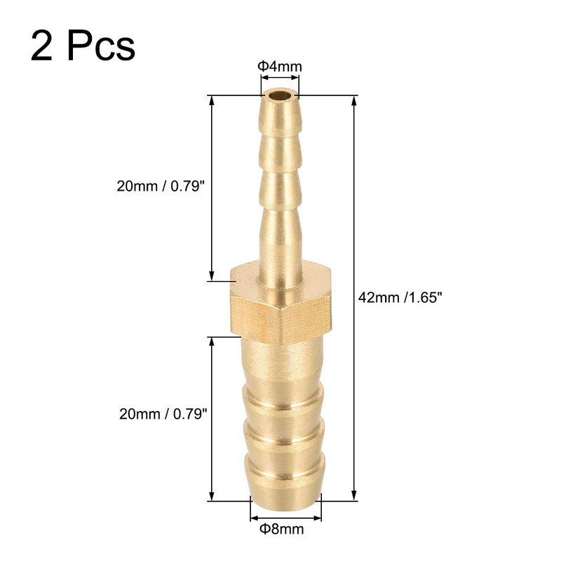 sourcing map Straight Brass Barb Fitting Reducer, Fit Hose ID